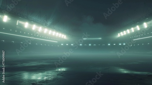 Luminous lights dancing in a misty stadium  AI generated illustration