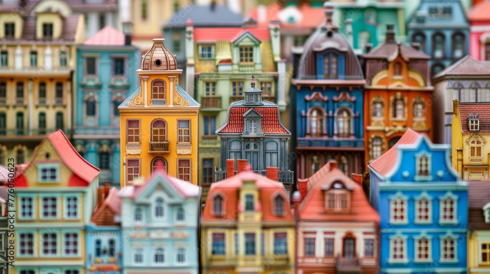 Peering into a world of colorful mini houses with ornate architecture   AI generated illustration