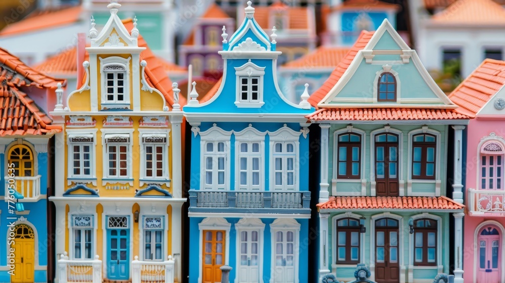 Peering into a world of colorful mini houses with ornate architecture   AI generated illustration
