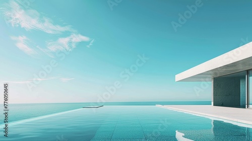 Peaceful view of a minimalistic pool design against  AI generated illustration © ArtStage