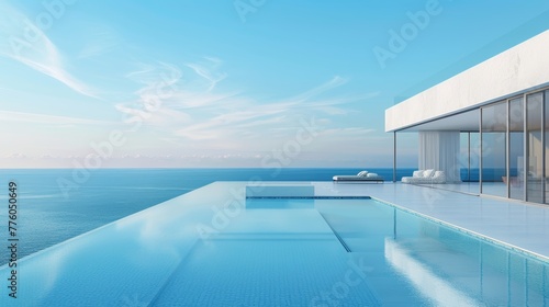 Peaceful view of a minimalistic pool design against   AI generated illustration © ArtStage