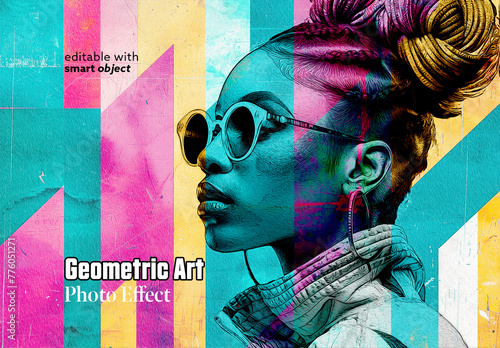 Geometric Art Photo Effect. Some Elements are Ai Generated