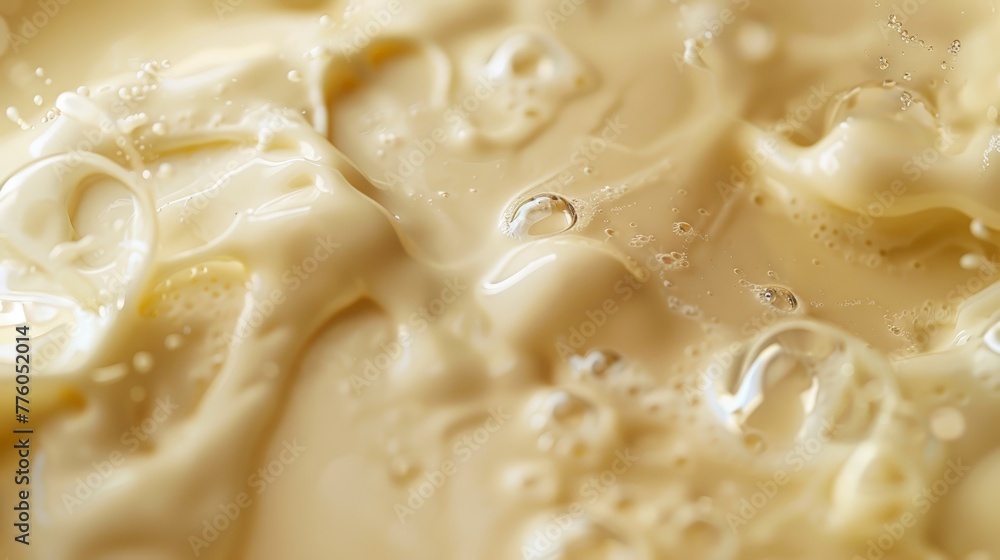 A creamy white substance with bubbles in it A creamy white substance with bubbles in it