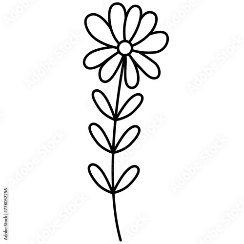 Wildflower Line Art Vector Illustration