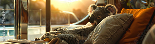 Relaxed Koala Resting at Golden Hour