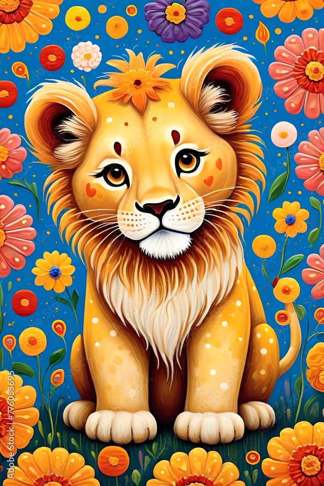 Lion with flowers Lion with flowers