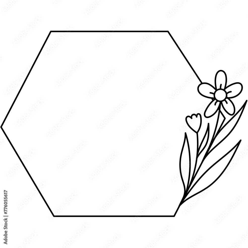 Floral Line Art Frame Clipart Vector Illustration Floral Line Art Frame Clipart Vector Illustration