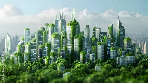 Futuristic Green Skyline:A Sustainable Metropolis Embracing Technology and Environmental Harmony