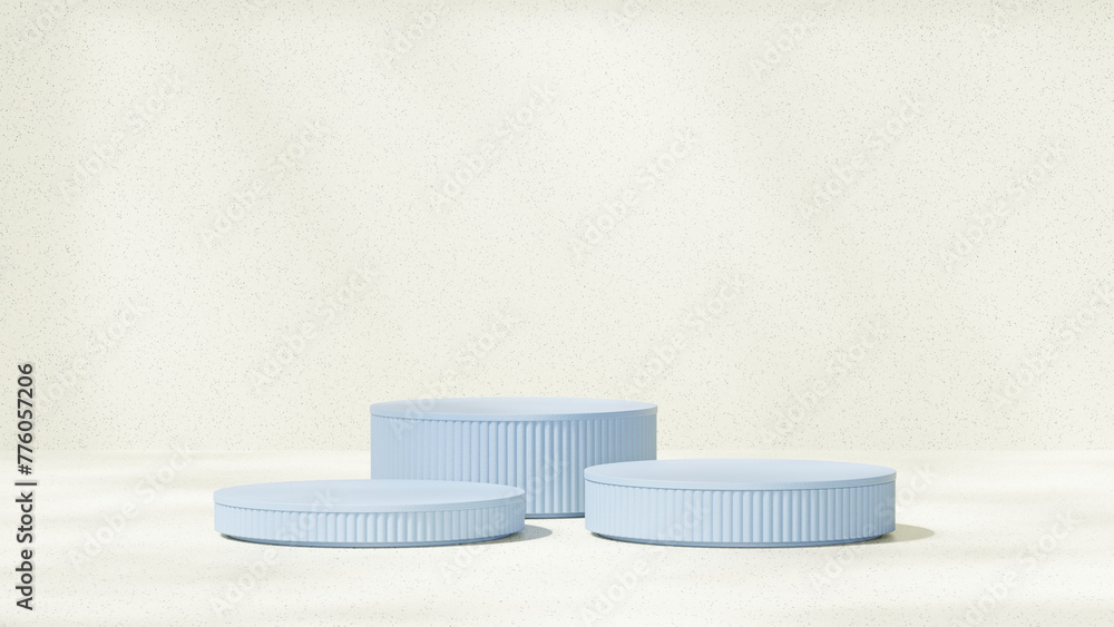 3D rendering image illustration of empty space podium display for product mockup light blue 3D rendering image illustration of empty space podium display for product mockup light blue