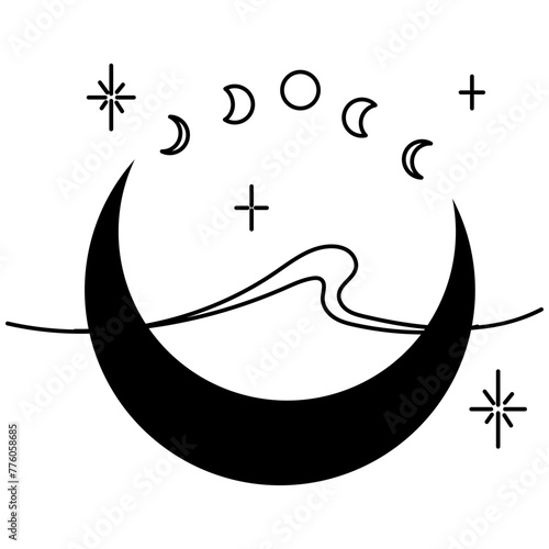 Boho Moon Phases Illustration Vector