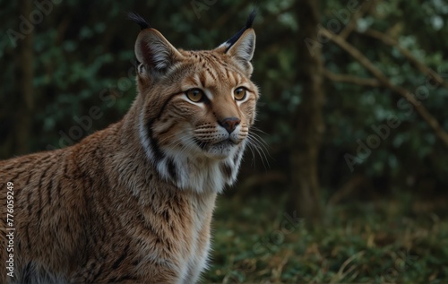 lynx on the rock. Two previous bids to reintroduce Lynx to Northumberland did not go ahead, very realistic, 8k quality, hyper realistic, ultra realism photo