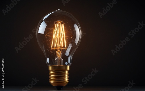 ctor Incandescent lamp with bright light. Low poly wireframe and points. Polygonal 3D white bright warm light on dark background. Idea with geometry triangle. Abstract lamp bulb mash line origami. Vec