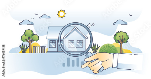 Home energy audit and house heating efficiency inspection outline concept, transparent background. Insulation check for sustainable and nature friendly property condition evaluation illustration.