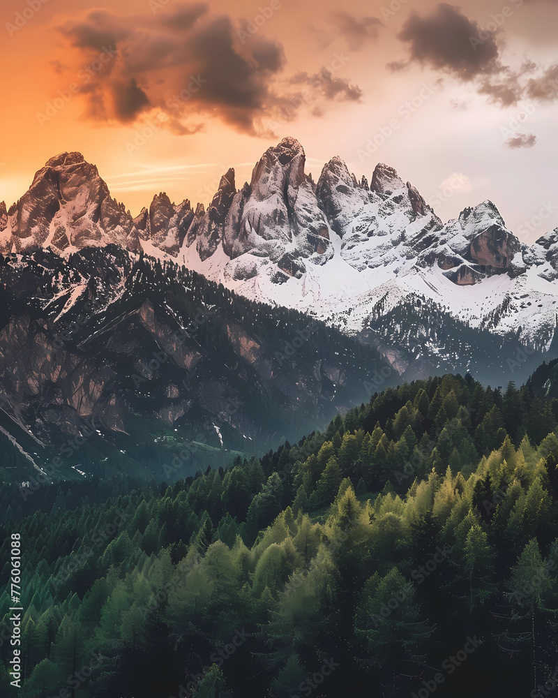 A breathtaking view of the Dolomites mountain