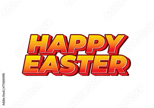 Happy easter. Text effect design in eye catching colors and 3 dimension style