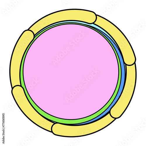 Obraz na płótnie Frame circle cute retro style comic pop art 80s-90s w salonie