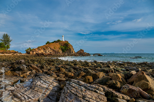 Lighthouse on a mound at the tip of Koh Lanta, Krabi, Thailand