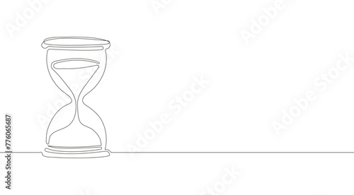 Hourglass in one line continuous. Line art hourglass outline.