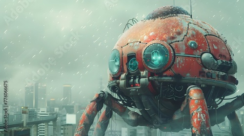 Robot cyborg soldier and person amidst an array of transportation including cars, trains, and helicopters, surrounded by military, space, and old transport equipment