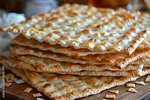 matzah for passover on the table.
