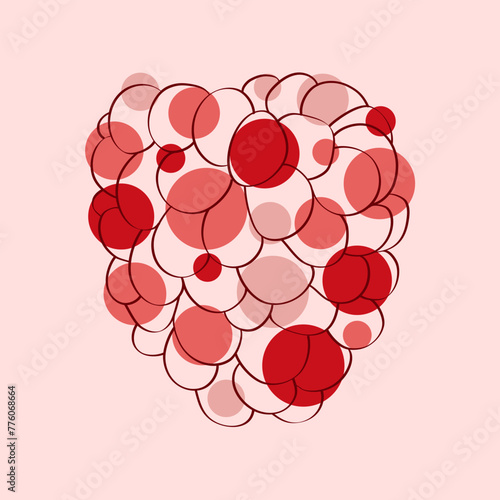 Hand-painted circles of raspberry in various sizes are neatly arranged on a vibrant pink background. The circles vary in shades of raspberry, creating a visually pleasing pattern against the backdrop