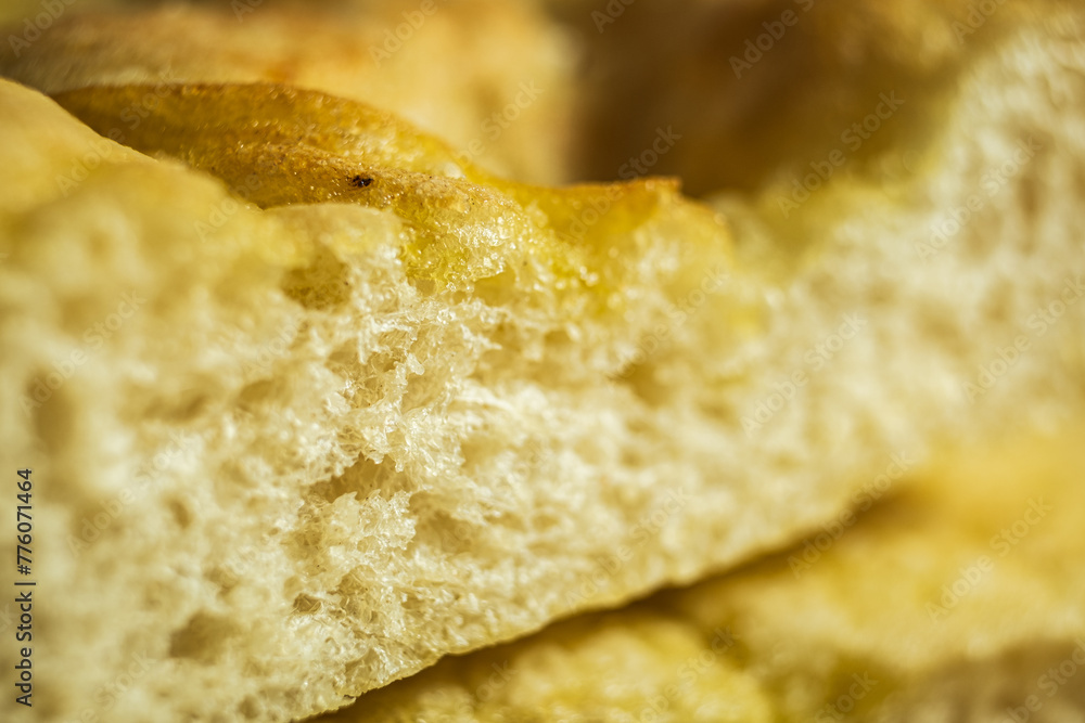 macro close up of focaccia bread pizza macro close up of focaccia bread pizza