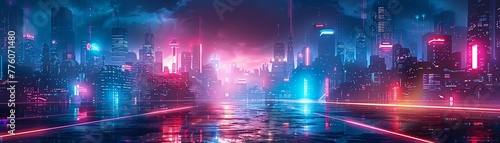 Cyberpunk Cityscape  digital illustration  neon lights and futuristic architecture   hyper realistic