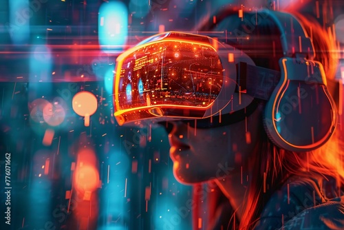Cyberspace Virtual Reality, digital art, abstract tech and immersive environments , illustration © Phawika