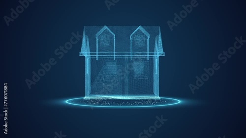 House scanning in wireframe hologram for problem detection concept