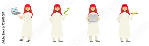 Arab Businessman Character in Different Pose Vector Set © topvectors