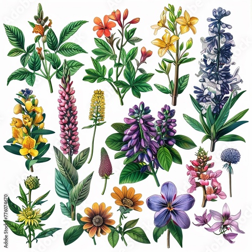 Invasive species, botanical illustration for educational purposes, detailed harmful effects and identification, informative and alerting , vibrant color