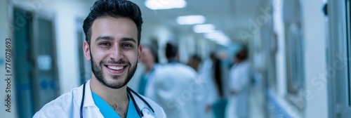 Smiling Middle Eastern Nurse with Healthcare Team