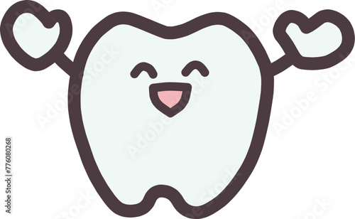 歯をデフォルメしたかわいいキャラクターが両手を上げて喜んでいるイラスト