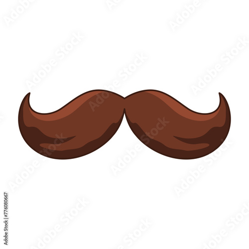 Gentleman brown mustache mask. Trendy fun curly hair with curved shape in classic retro style for disguise and vector party