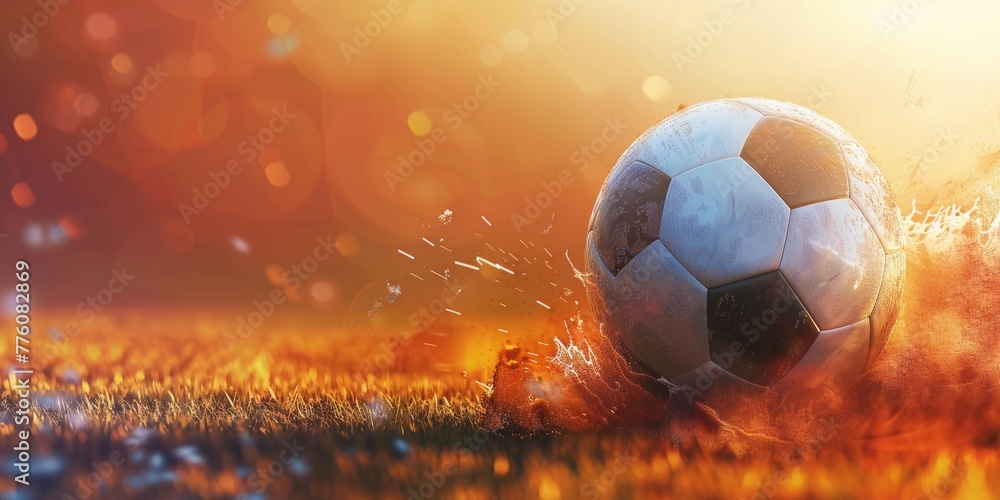 Fototapeta premium Soccer-themed background or lively soccer pitch: Vibrant setting