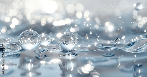on white background  water world  realistic  vertical  mystical  silvery  bokeh  amazing 