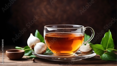 still life featuring a translucent Tea cup with wooden background