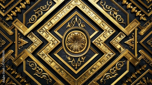 Radiant elegance in luxurious gold and deep black: Geometric symphony