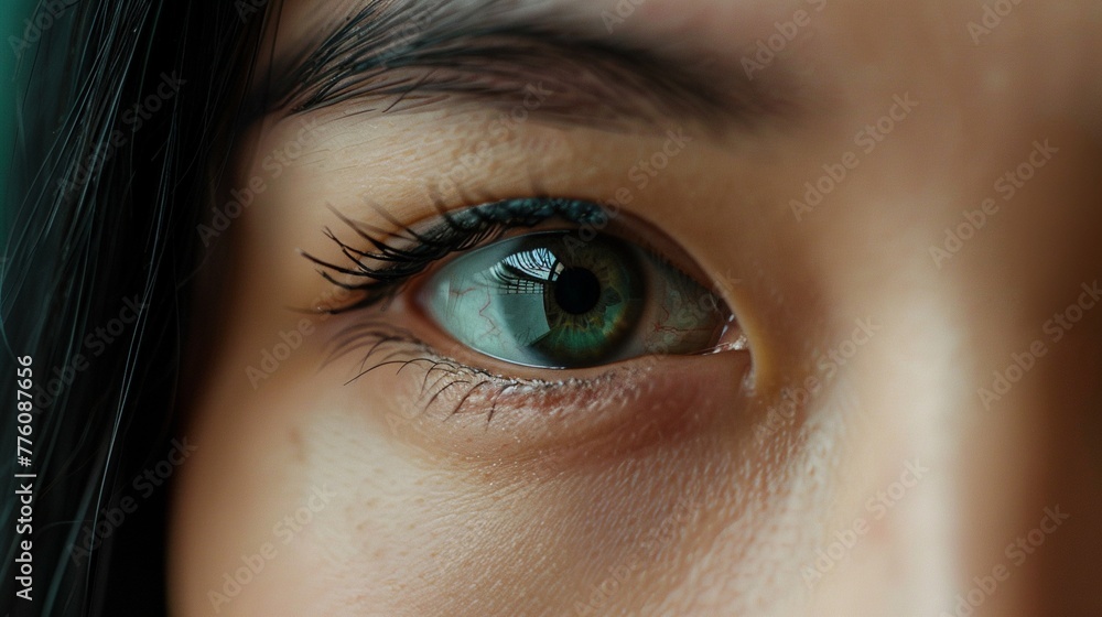 Close-Up of Woman's Green Eye on Dark Background Close-Up of Woman's Green Eye on Dark Background