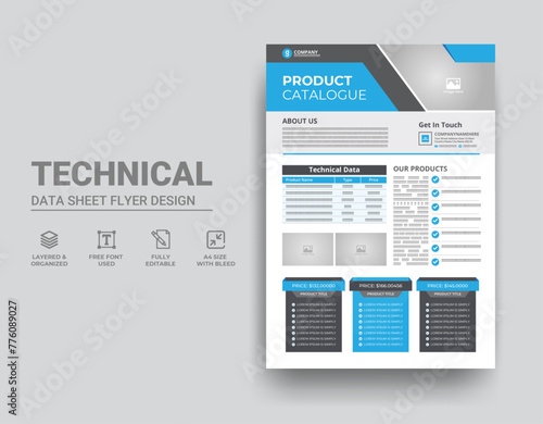 Technical Data Sheet Template Price Table Flyer Design