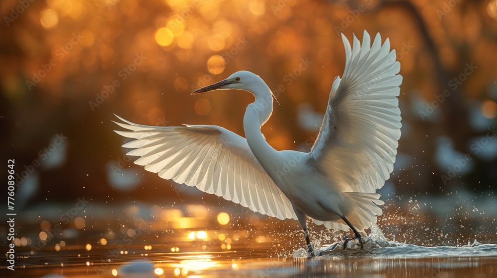 Fototapeta premium egret on the water