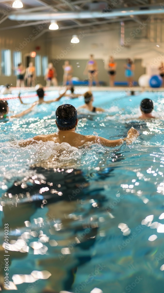 Aquatic exercise class, community and fitness, waters resistance Aquatic exercise class, community and fitness, waters resistance