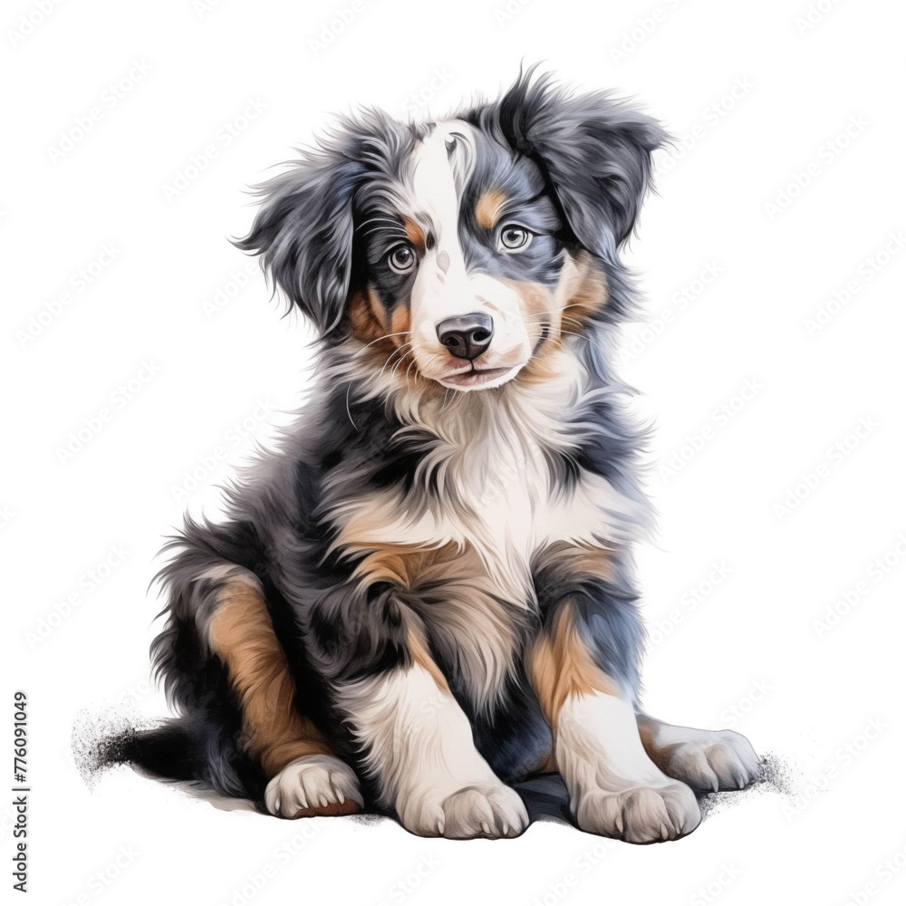 Australian shepherd. Australian shepherd dog. Puppy clipart. Watercolor illustration. Generative AI. Detailed illustration. Australian shepherd. Australian shepherd dog. Puppy clipart. Watercolor illustration. Generative AI. Detailed illustration.
