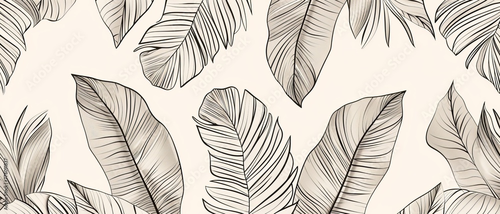 Leaf line art background modern. Line art pattern for fabric, print, cover, banner, decoration, wallpaper.