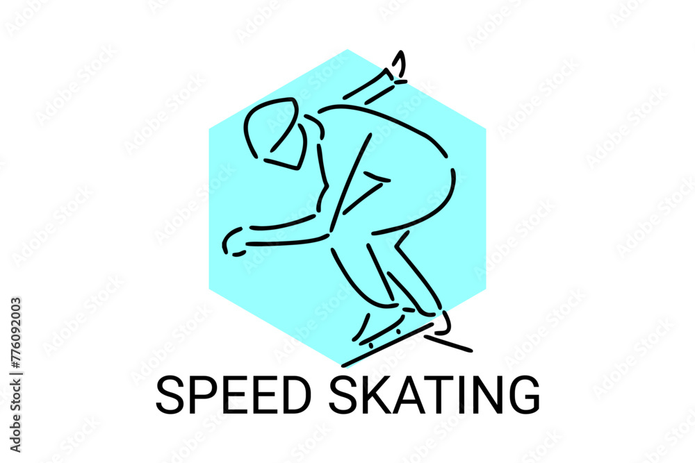 Fototapeta premium speed skating vector line icon. skate on ice, practice speed skating. sport pictogram illustration. 