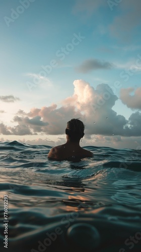 Open water swimming, the oceans vastness embraced, freedom felt
