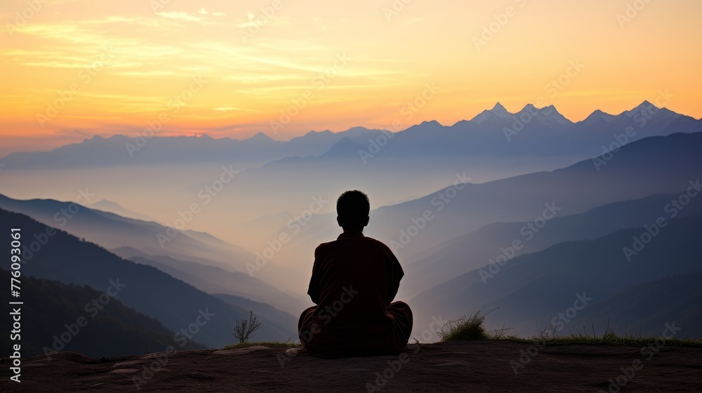 Meditation at Dawn, Himalayan Serenity.