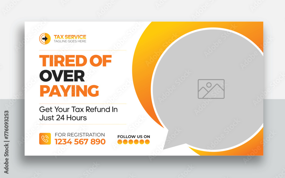 Financial tax service youtube thumbnail and web banner template design