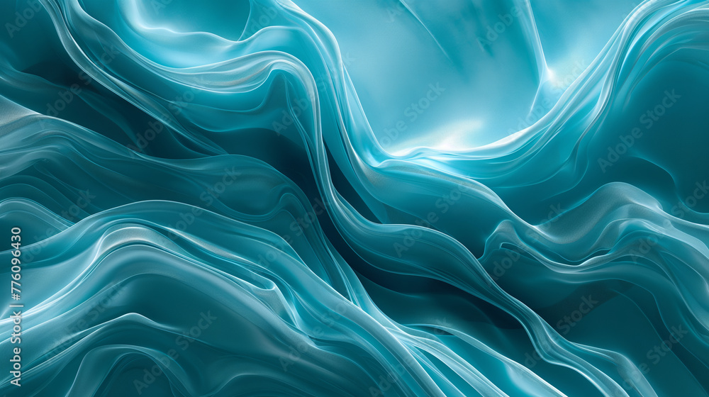 A close-up capture of exquisite turquoise satin, which undulates with grace and style emphasizing texture and luxury A close-up capture of exquisite turquoise satin, which undulates with grace and style emphasizing texture and luxury