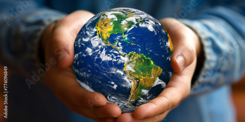 Hands Holding Earth Globe, Environmental Unity Concept